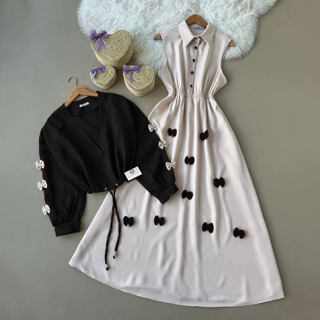 Classic Wine Bow Embellished Maxi 2-Piece